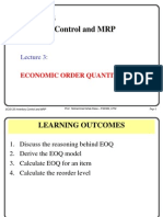 Inventory Control and MRP: Economic Order Quantity (Eoq)