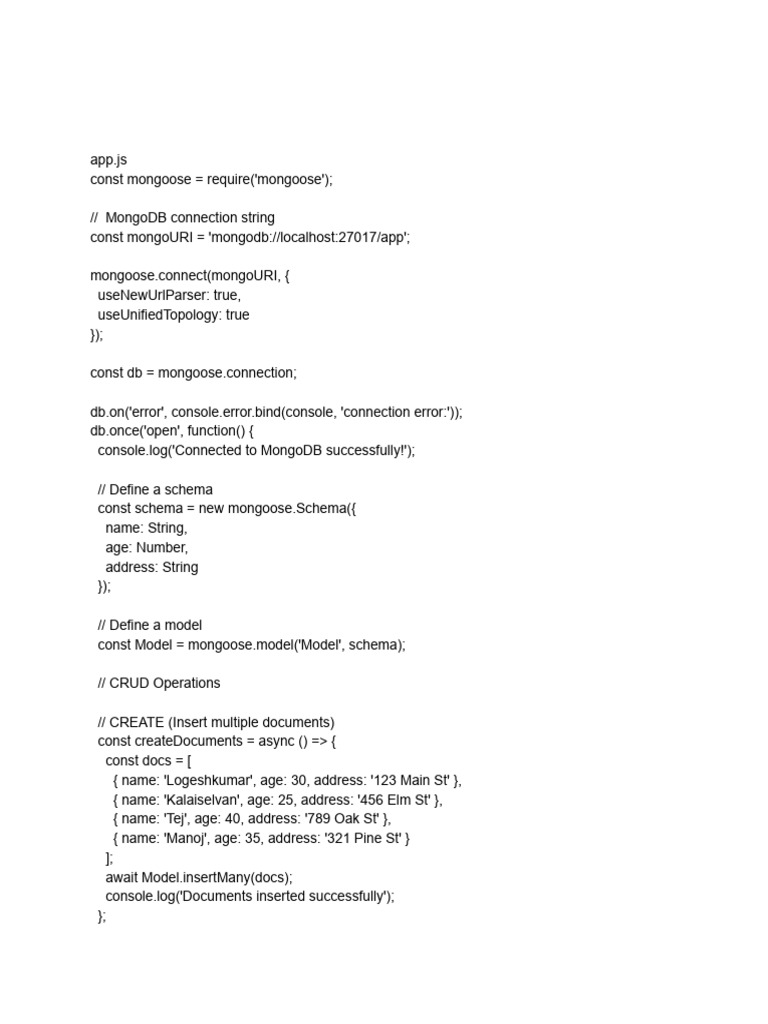 MongoDB CRUD Operations with Mongoose | PDF | Computers