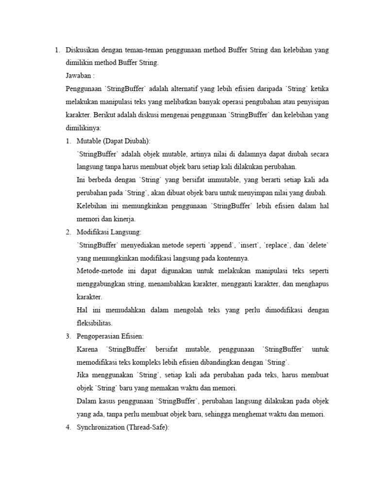 Kelebihan Penggunaan StringBuffer | PDF | Komputer | Teknologi & Rekayasa