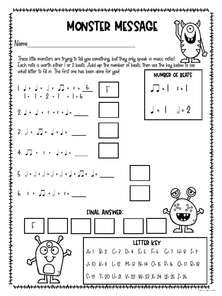 Monster Message Worksheet | PDF