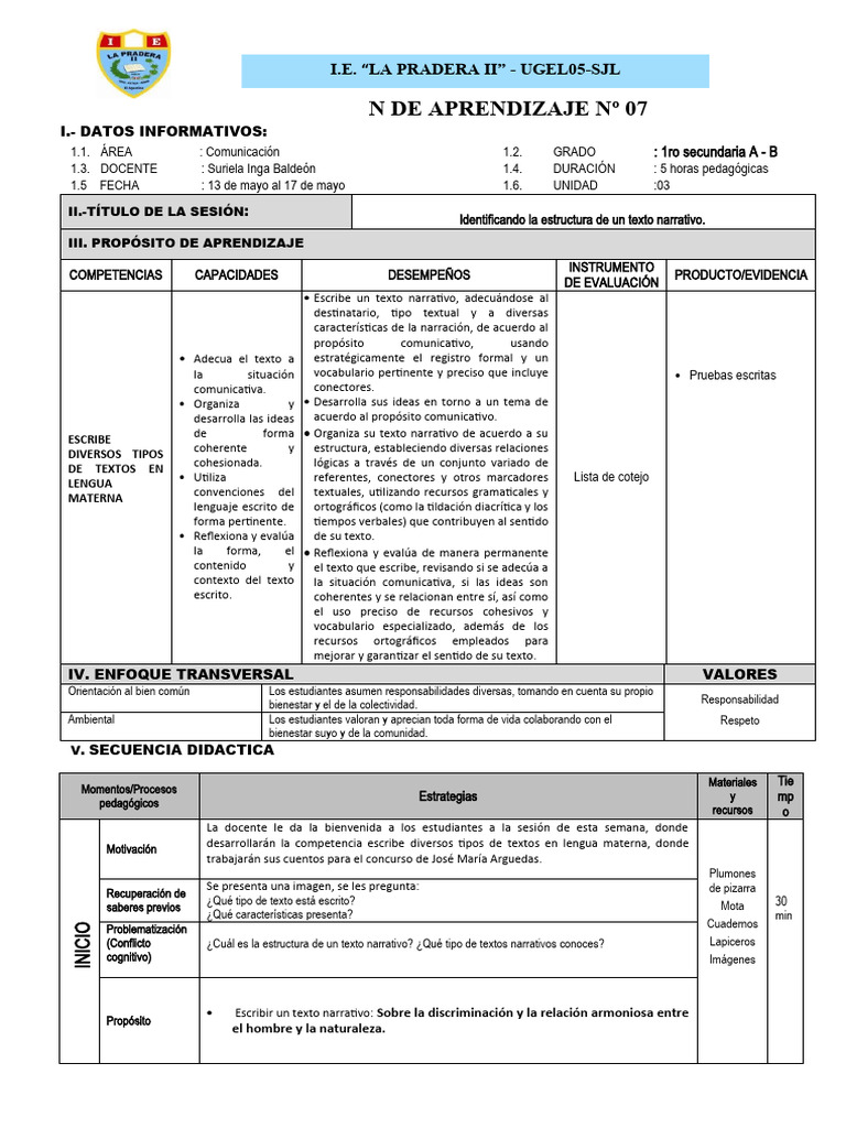Estructura del Texto Narrativo | PDF | Cuentos | Creatividad