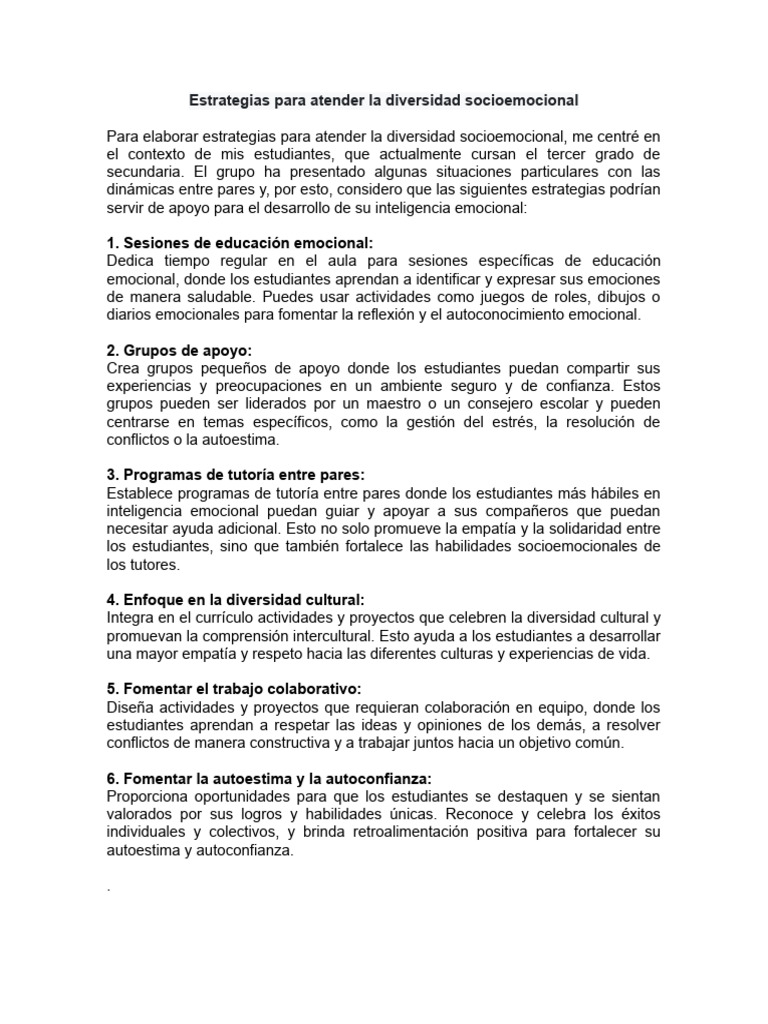 Estrategias para Atender La Diversidad Socioemocional | PDF