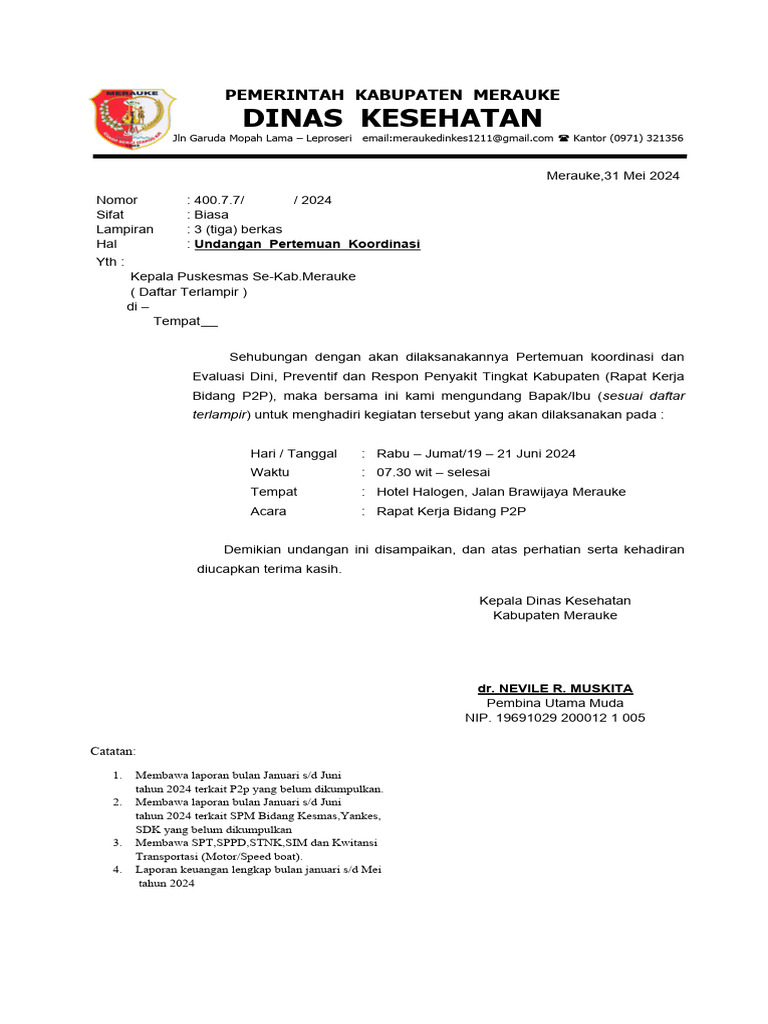 Undangan Raker P2P di Merauke | PDF | Sains & Matematika