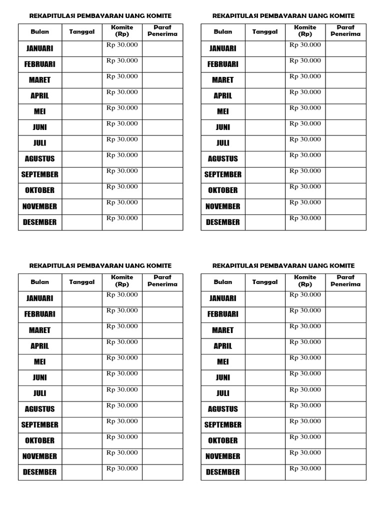 Rekap Pembayaran Uang Komite 2021 | PDF