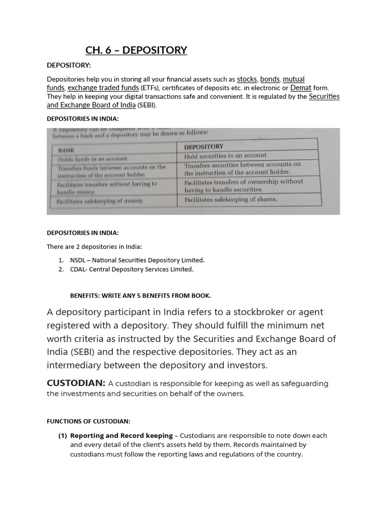 Depository Notes | PDF