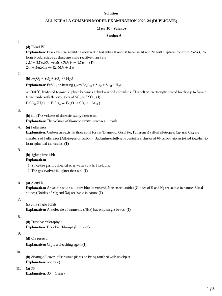 Science Set 3 Answer Key | PDF | Ph | Reproduction