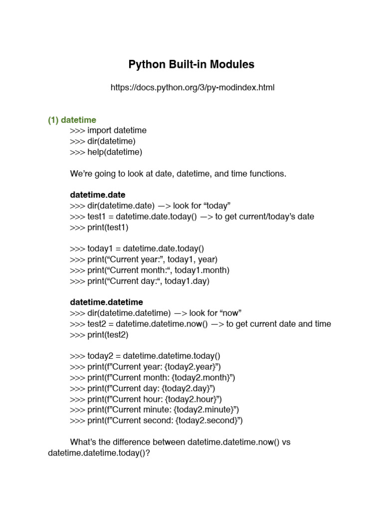 1-3 Built-In Modules | PDF | Object Oriented Programming | Software ...