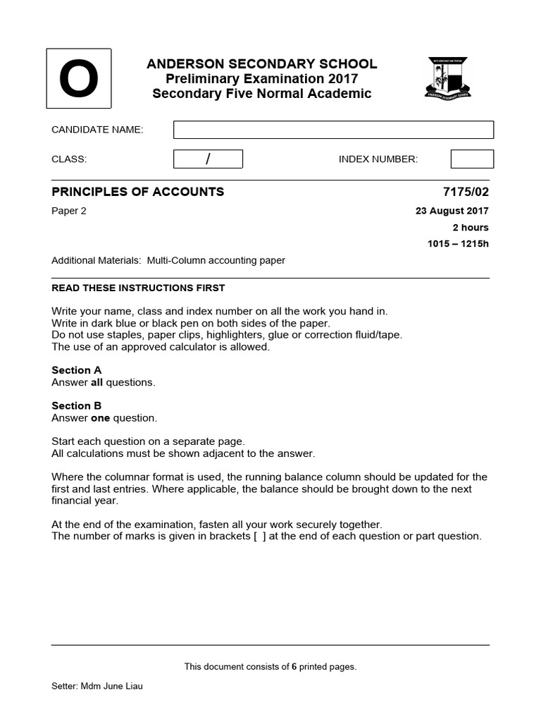 2017 POA Preliminary Exam Paper 2 | PDF | Debits And Credits | Banks