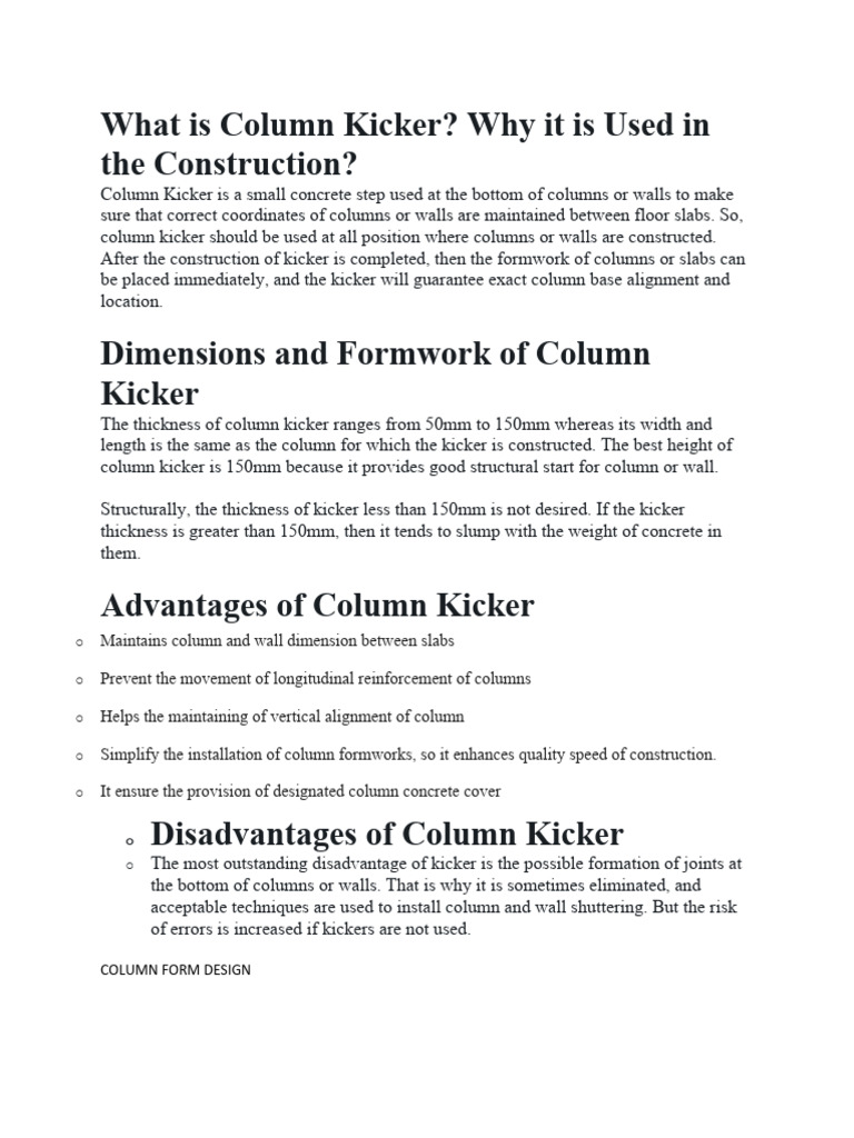 Understanding Column Kickers in Construction | PDF | Column | Building ...
