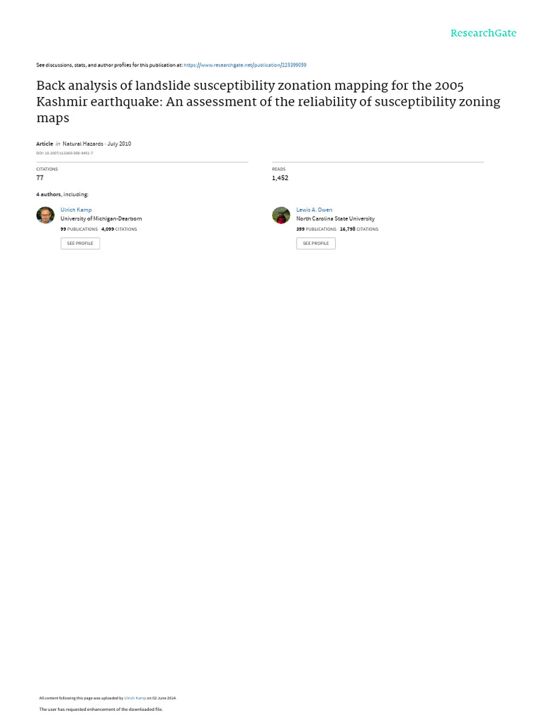 Back Analysis of Landslide Susceptibility Zonation | PDF | Landslide ...