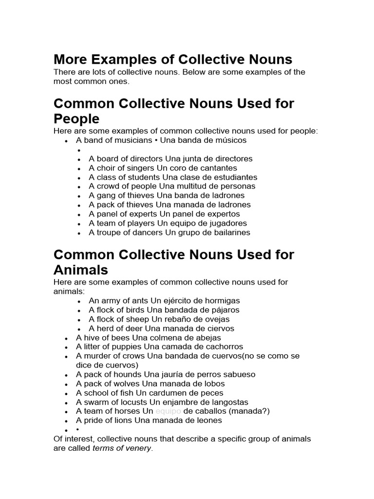 Grammar Colective Nouns | PDF | Zoology