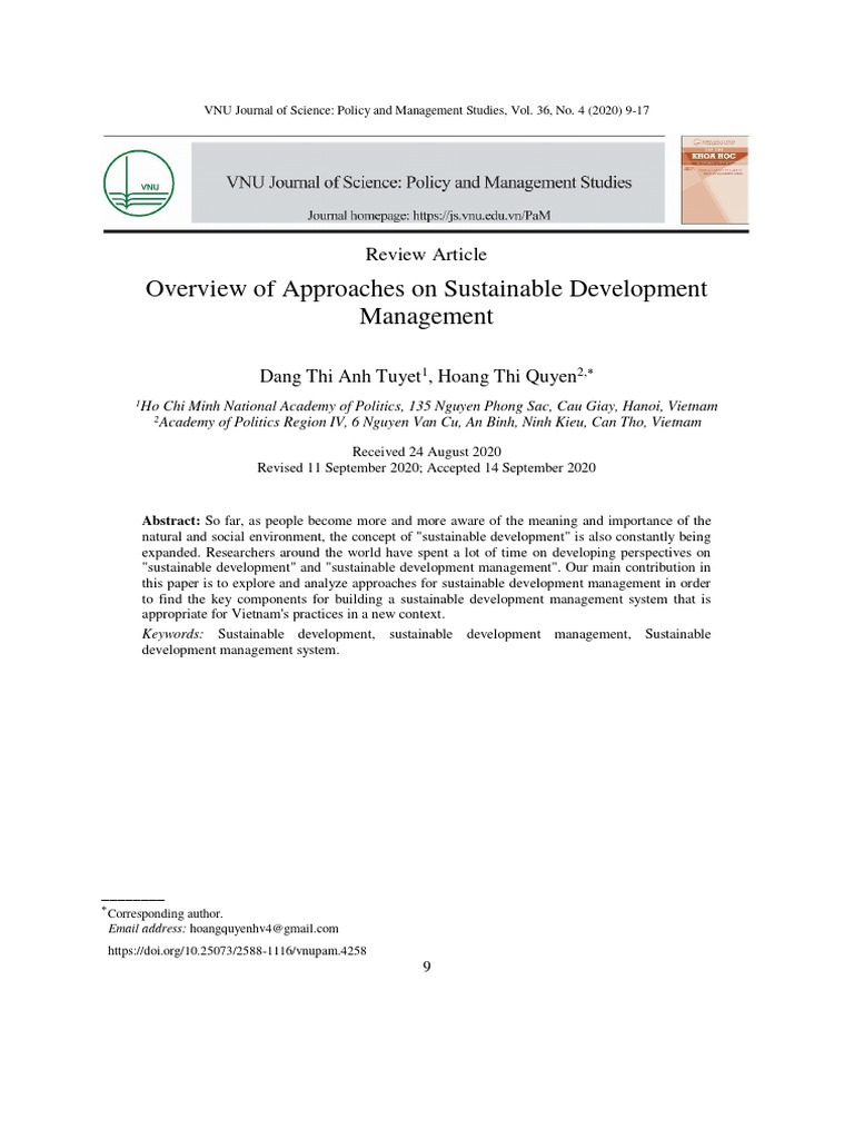 Overview of Approaches On Sustainable Development Management | PDF