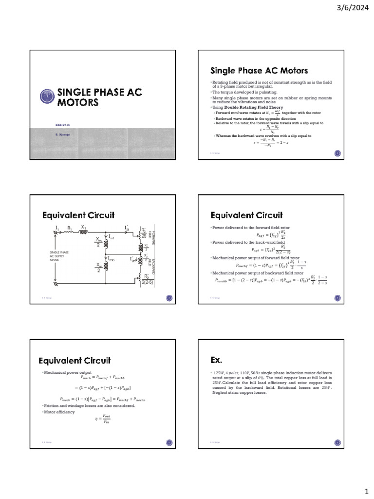 Eee 2415 Notes 1 | PDF | Electric Motor | Electrical Engineering