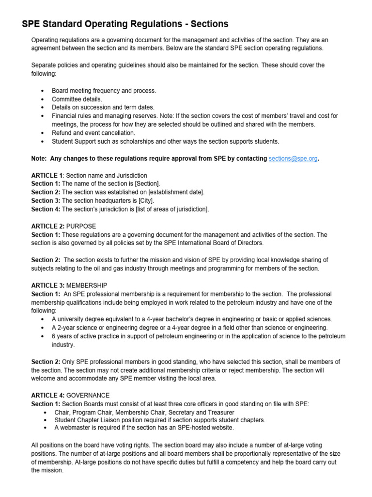 SPE Section Operating Regulations Guide | PDF | Banks | Financial Statement