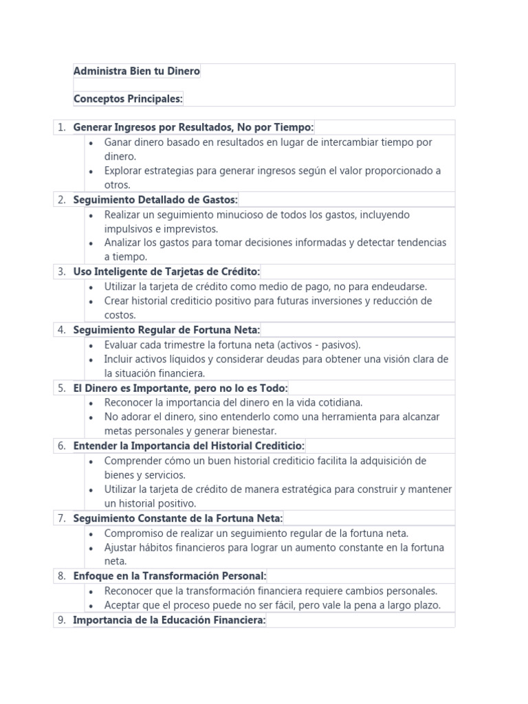 Consejos para Administrar Bien El Dinero | PDF | Finanzas y dinero