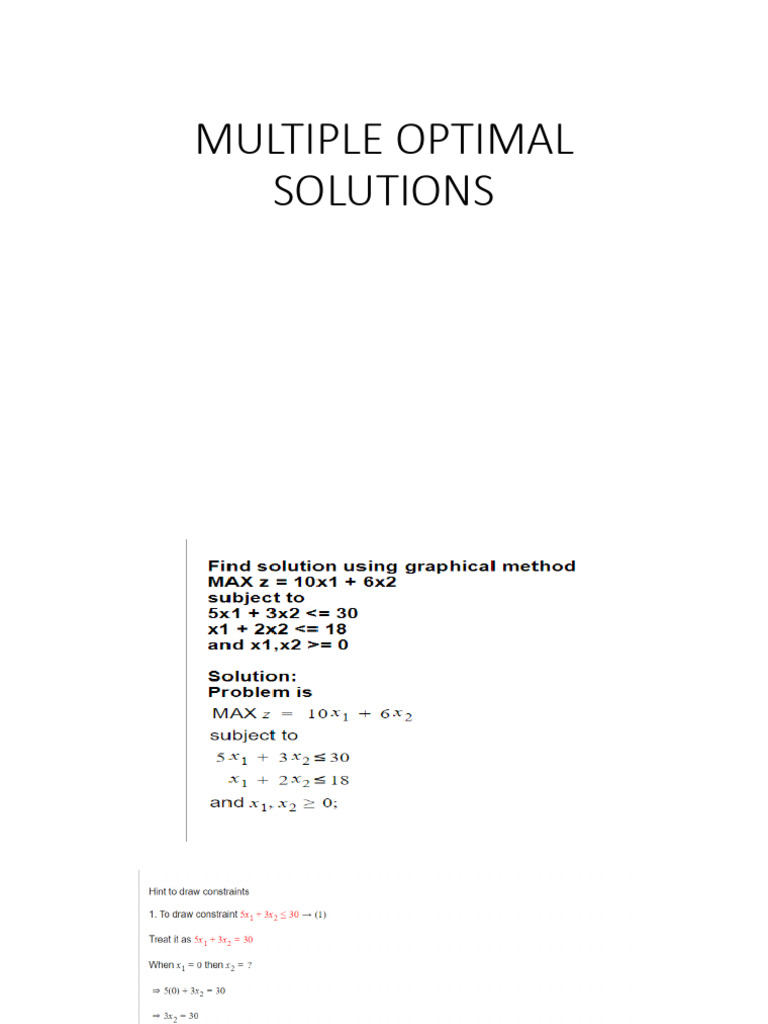 Graphical Method - Multiple Optimal Solution | PDF