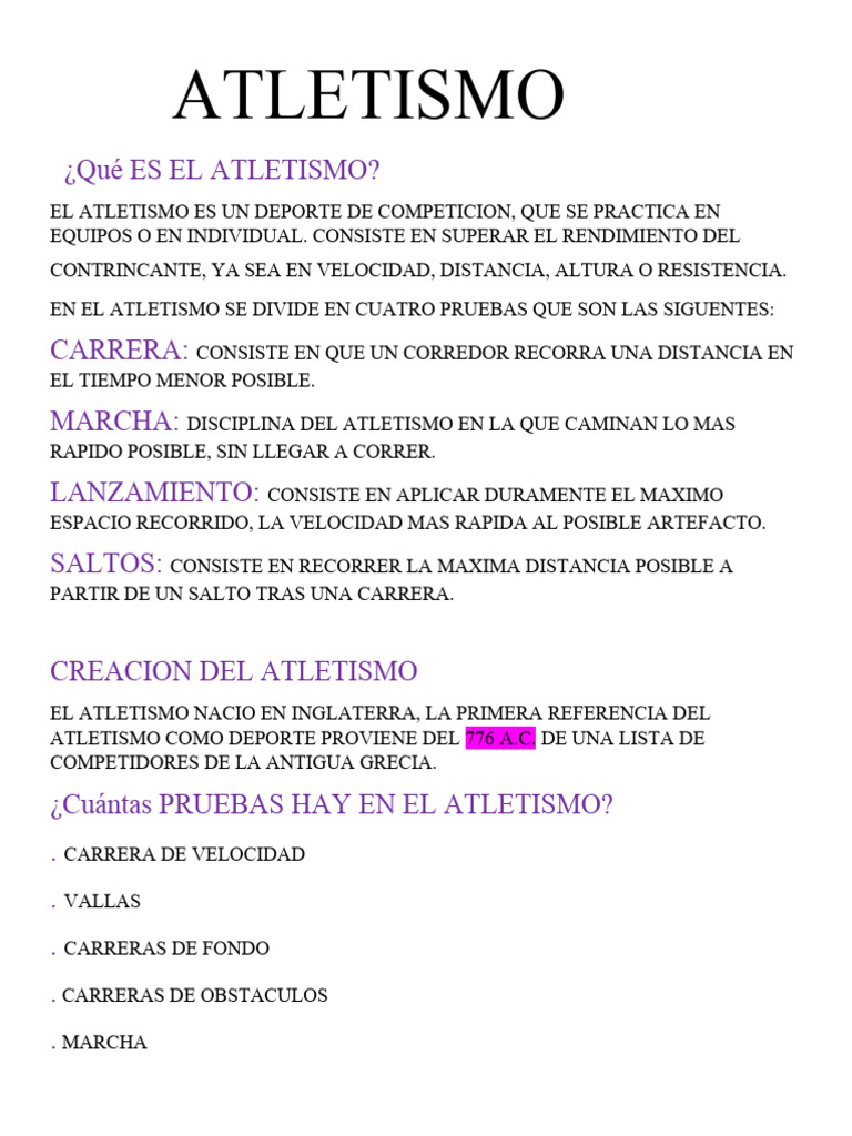 Introducción al Atletismo y Otros Deportes | PDF | Deporte del ...