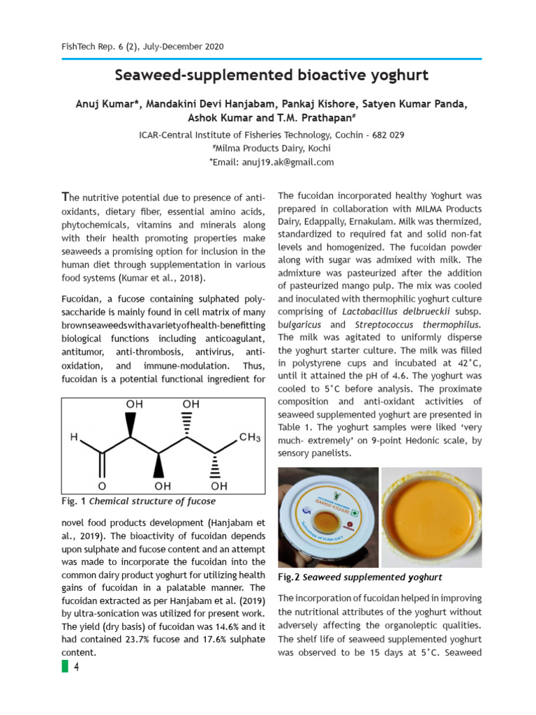 03 - Seaweed-Supplemented Bioactive Yoghurt | PDF | Yogurt