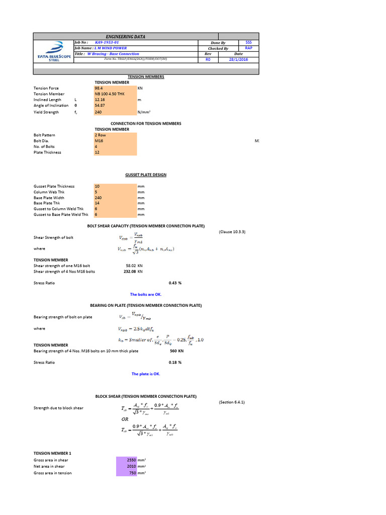 SW Bracing - Base Connection - Main bldg-R00 | PDF | Continuum ...