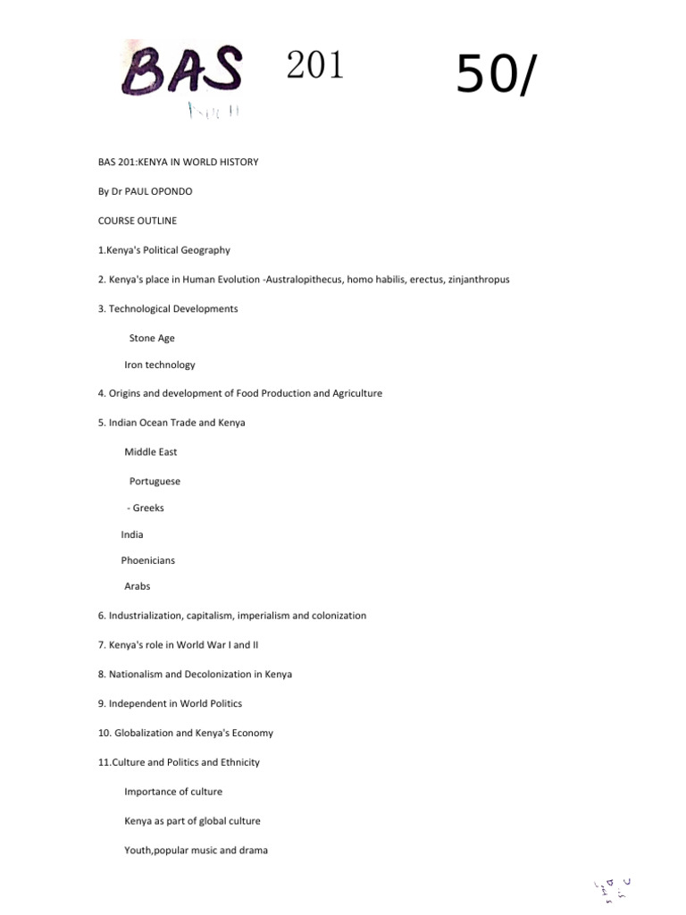 Bas 201,, Notes | PDF | Kenya | Homo