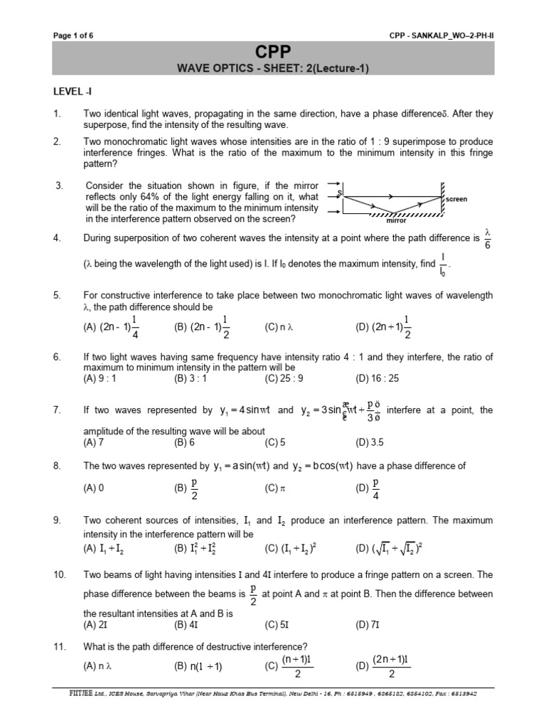 Interference of Coherent Light Waves | PDF | Coherence (Physics ...