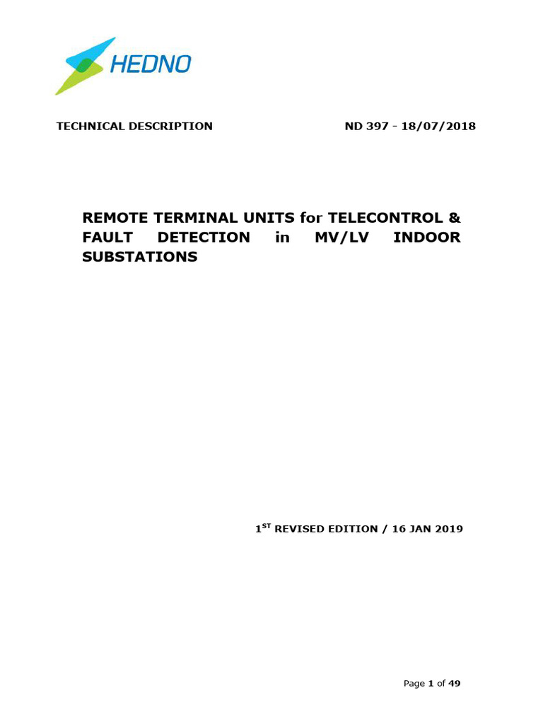 B TD Rtu en nd397 20190116 | PDF | Electrical Substation | Electrical ...