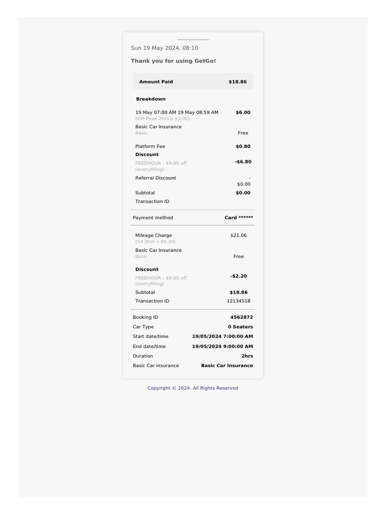 GetGo Receipt Summary for May 19, 2024 | PDF