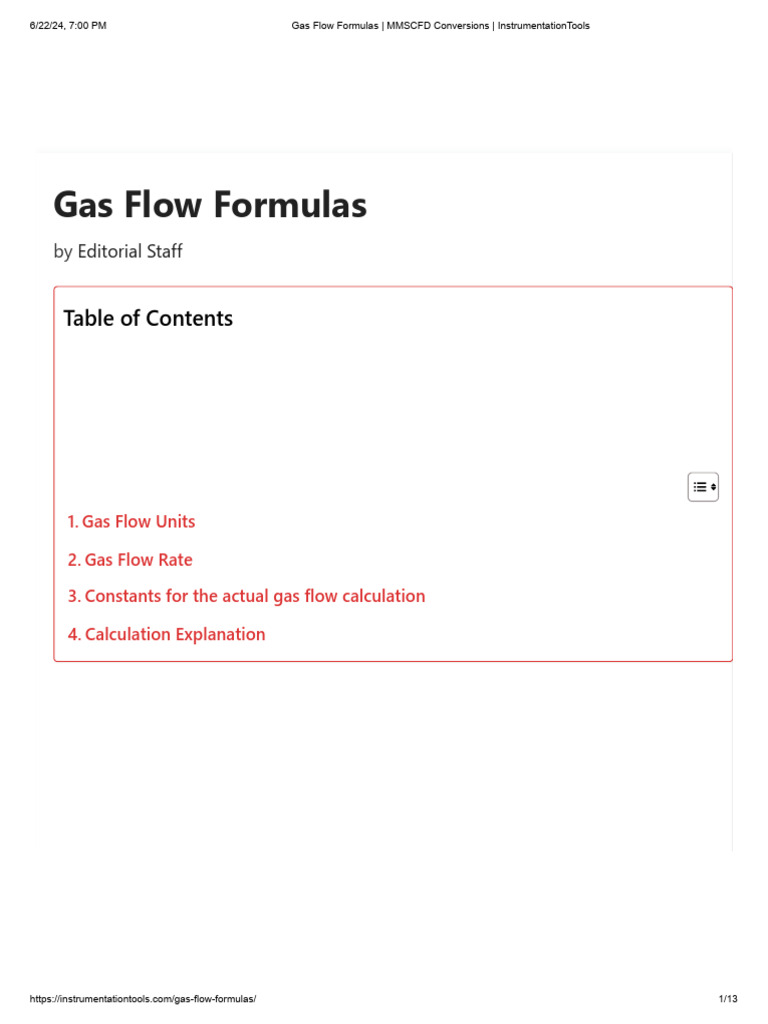 Gas Flow Formulas _ MMSCFD Conversions _ InstrumentationTools