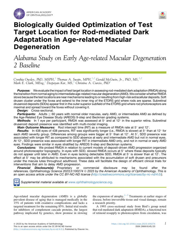 2023 Owsley... Curcio Measure RMDA | PDF | Retina | Medical Specialties