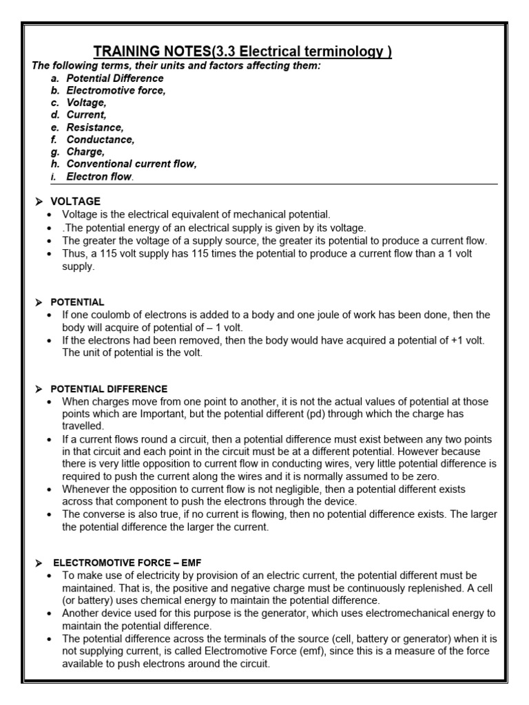 Electrical Terminology Overview | PDF | Electrical Resistance And ...