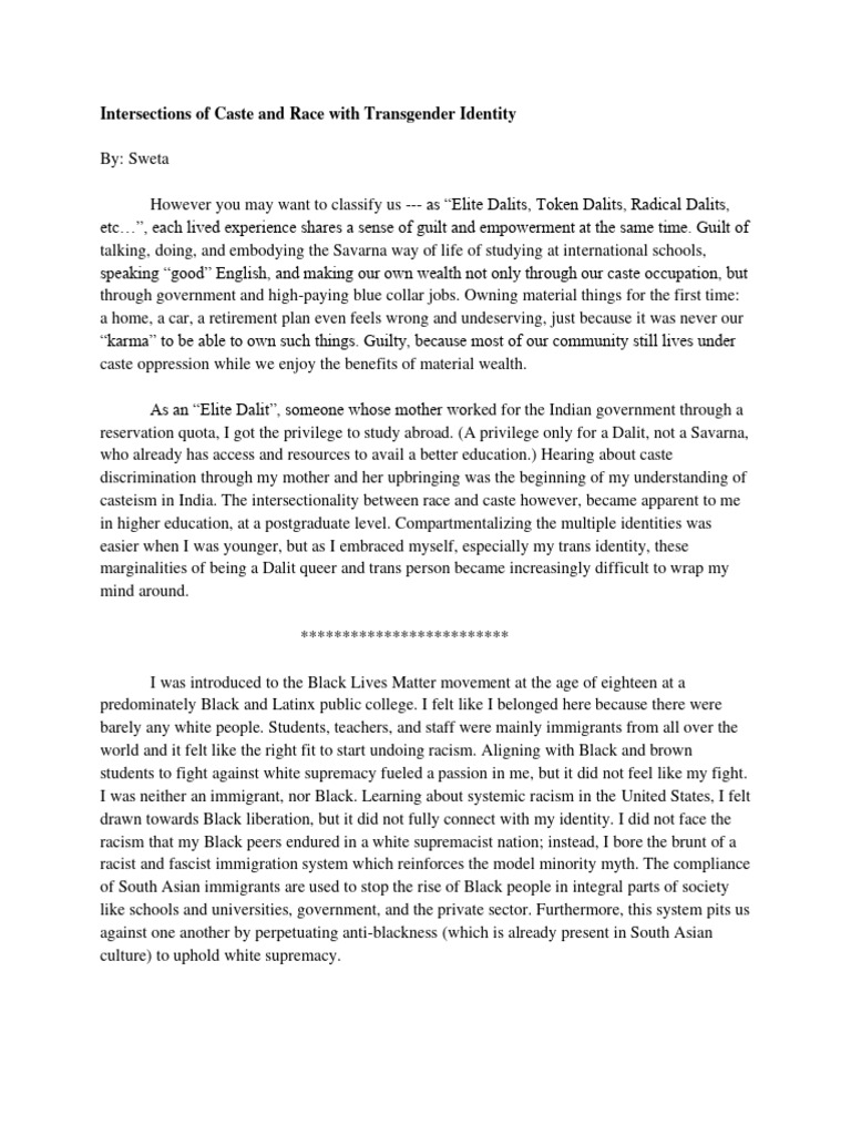 Intersections of Caste and Race With Transgender Identity | PDF ...