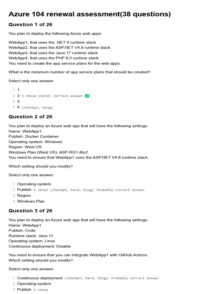 Azure 104 renewal assessment(38 questions) | Download Free PDF | Backup ...
