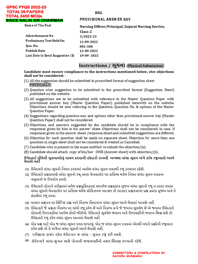 GPSC Prelims Pyqs New Chairman PDF
