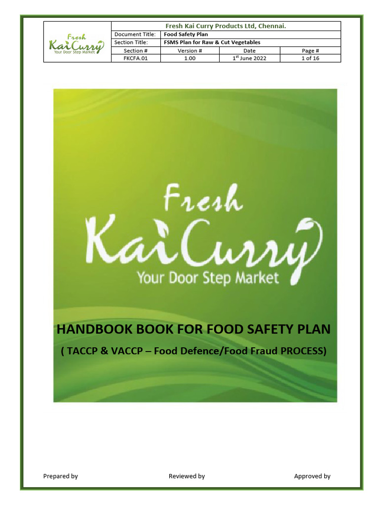 Food Safety Plan Meaning