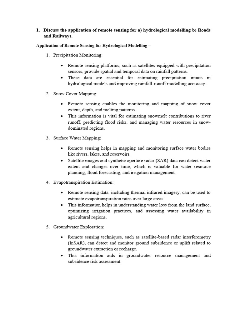 Remote Sensing Applications in Hydrology & Infrastructure | PDF | Lidar ...
