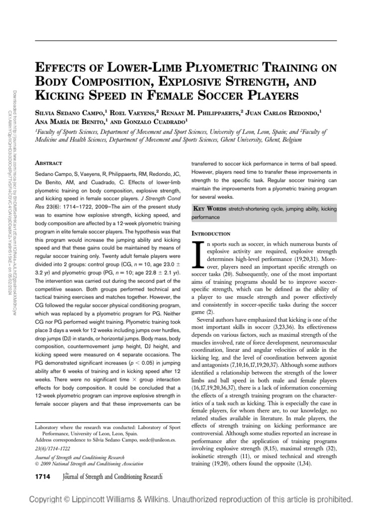 Effects of Lower Limb Plyometric Training On Body.13 | PDF | Strength ...