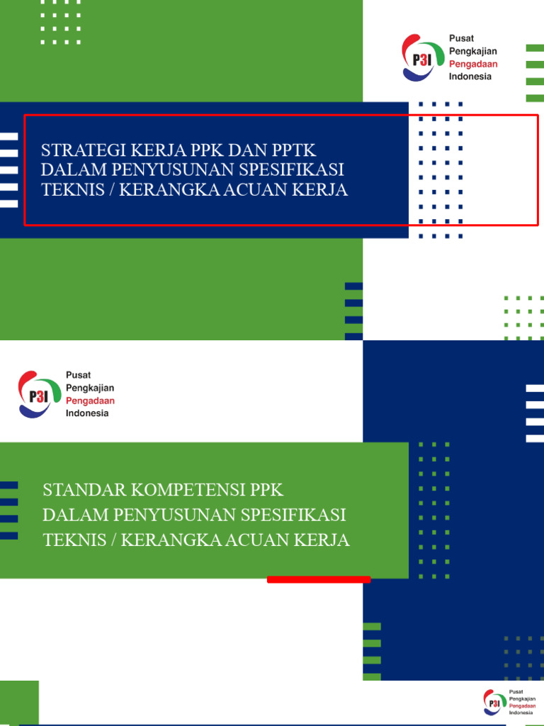 Strategi Kerja PPK Dan PPTK - Penyusunan Spesifikasi Teknis | PDF