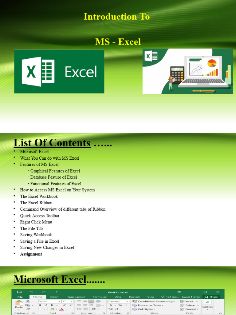MS Excel Learning Slides-1 | PDF | Microsoft Excel | Spreadsheet