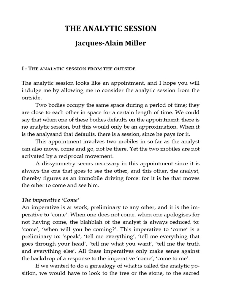 Miller Jacques Alain - The Analytic Session | PDF | Jacques Lacan ...