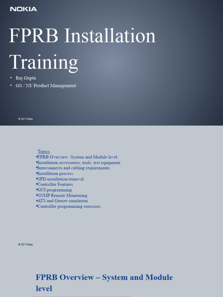 FPRB Installation Training Overview | PDF | Rectifier | Manufactured Goods