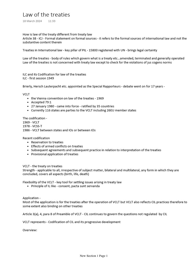 2.4.2 Law of The Treaties (Rough) PPS | PDF | Treaty | Ratification