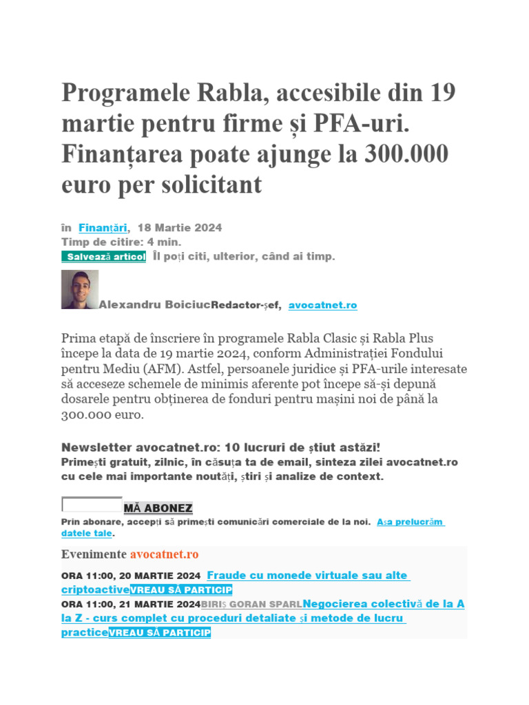 Programele Rabla 2024 PFA | PDF