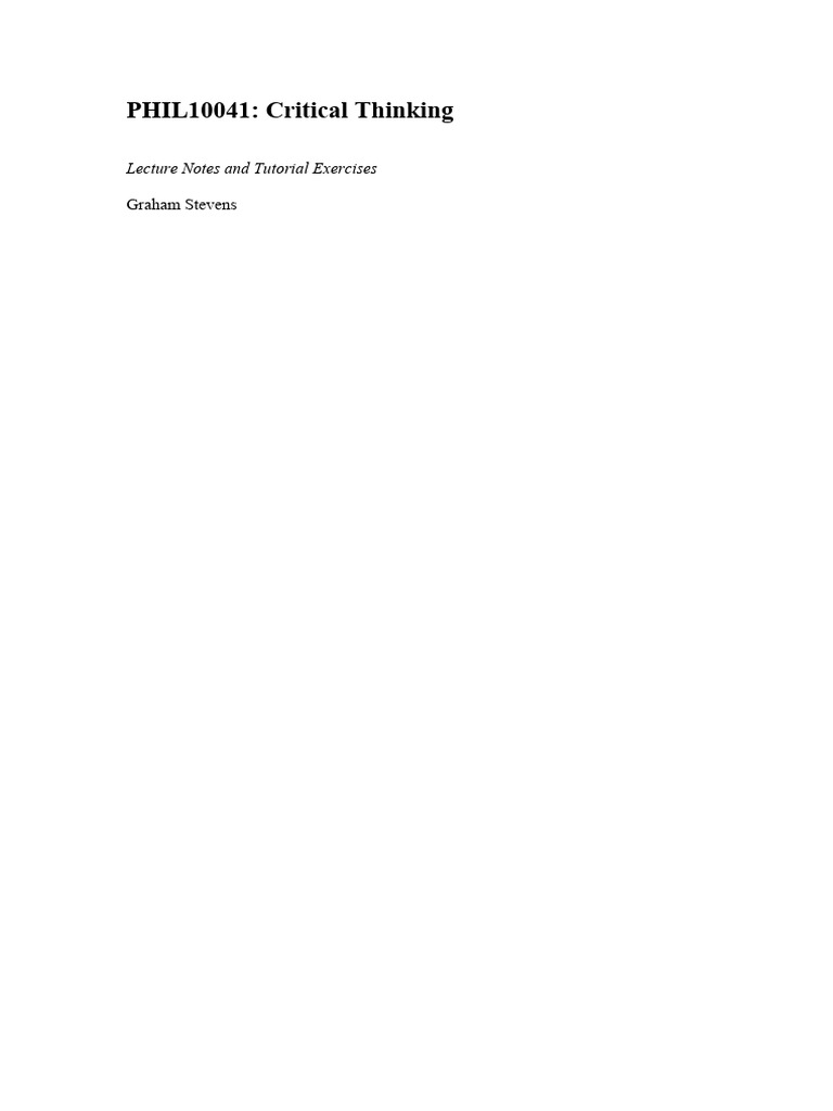 Critical Thinking Lecture Notes GS 1516 | PDF | Argument | Deductive ...