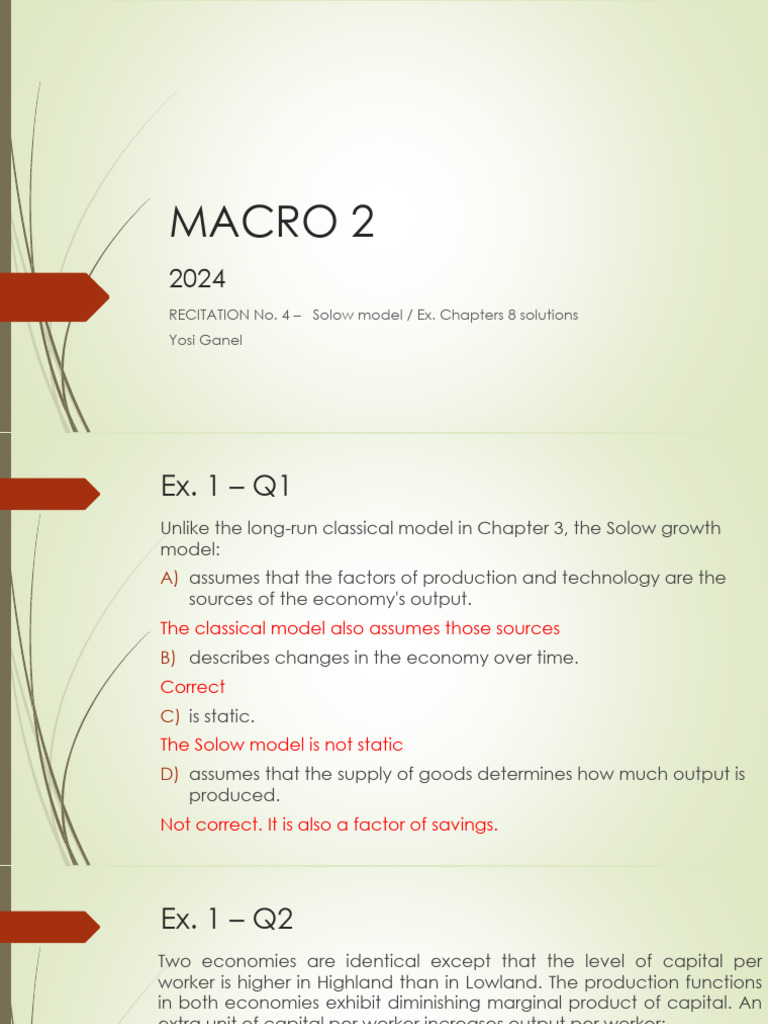 Recitation4 2024 Solow2 | PDF | Economic Growth | Production Function