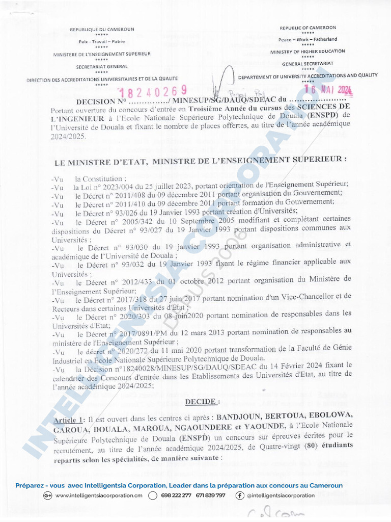 Concours ENSPD UD 2024 3eme Annee Sciences De L Ingenieur Fr PDF