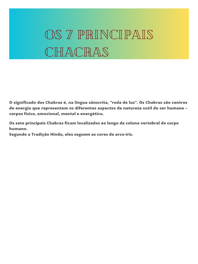 Significado e Equilíbrio dos Chakras | PDF | Chacra | Corpo humano