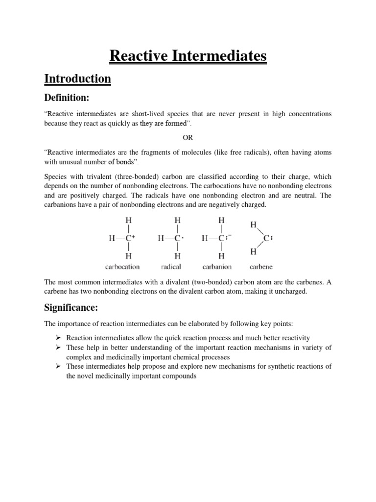 Understanding Reactive Intermediates in Chemistry | PDF | Chemical ...