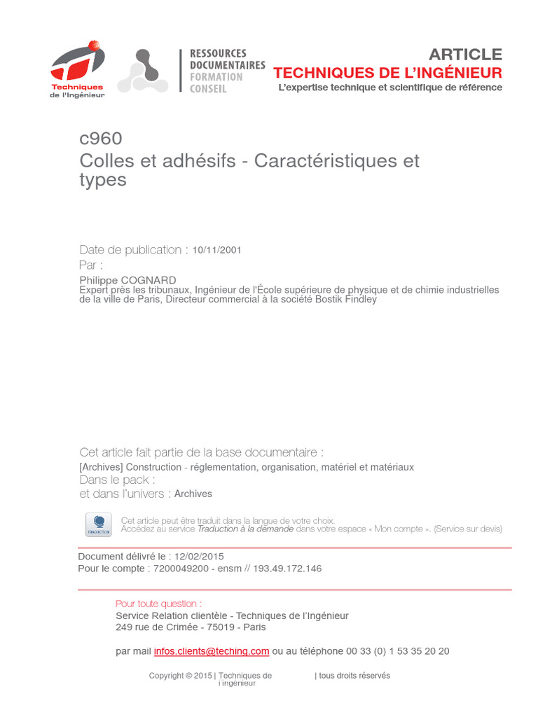 Colle Et Adhesif3 | PDF | Bois (matériau de construction) | Béton