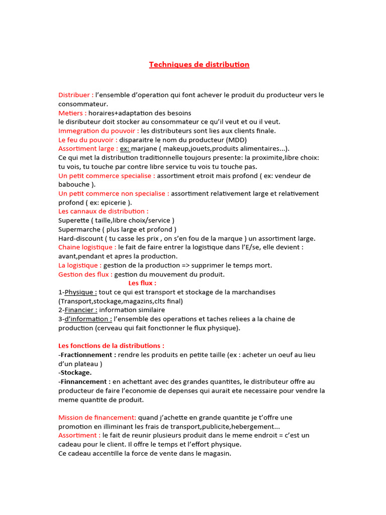Techniques de Distribution Efficaces | PDF | Logistique | Processus d ...