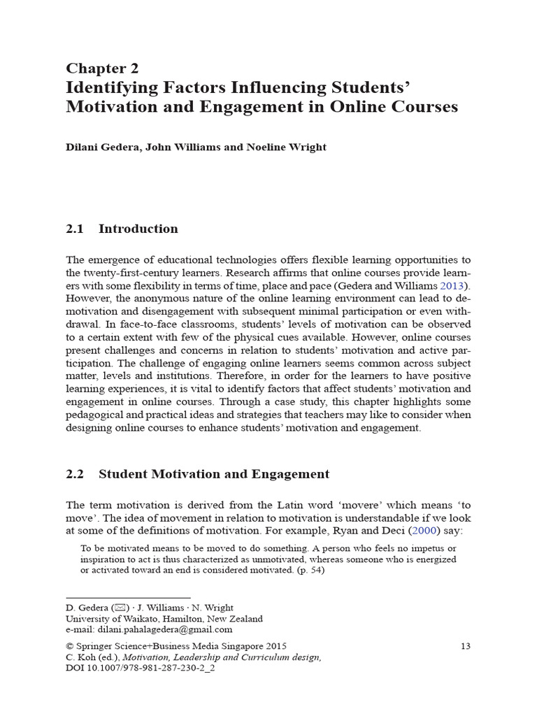 Factors Influencing Online Student Motivation | PDF | Educational ...
